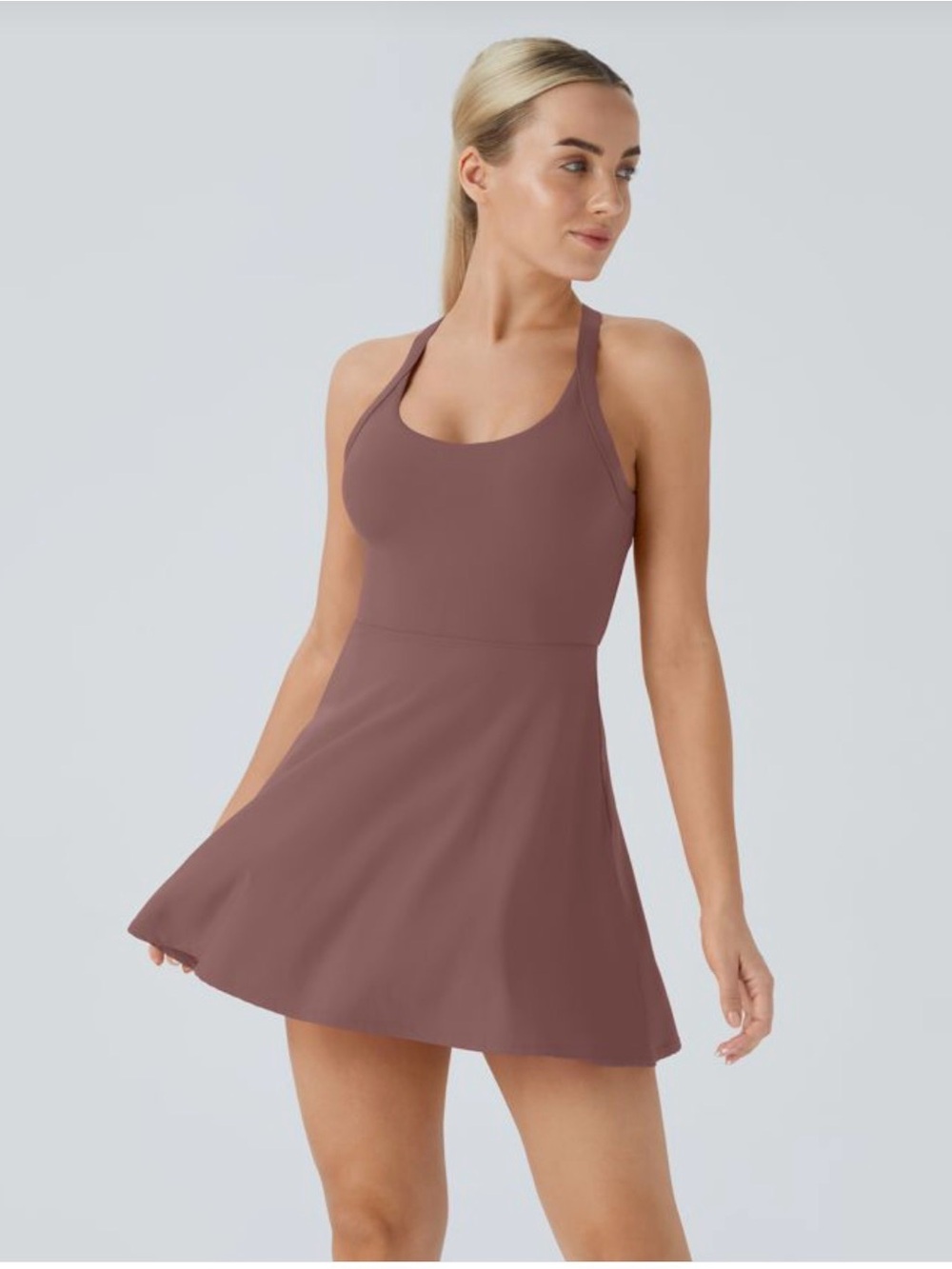 Halara Athletic Tank Skater Dress in Mauve